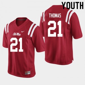 Youth Damarcus Thomas Red Ole Miss College Football #21 Jersey 789208-925