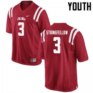 Youth Damoreea Stringfellow Red University of Mississippi College Football #3 Jersey 855758-904