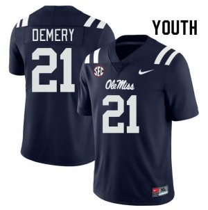 Youth Daniel Demery Navy University of Mississippi College Football #21 Jersey 285239-872