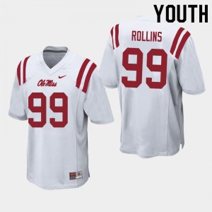 Youth DeSanto Rollins White Ole Miss Rebels College Football #99 Jersey 573649-317