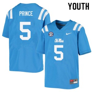 Youth Deantre Prince Powder Blue Ole Miss Rebels College Football #5 Jersey 711214-882