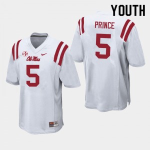 Youth Deantre Prince White Ole Miss College Football #5 Jersey 946884-436