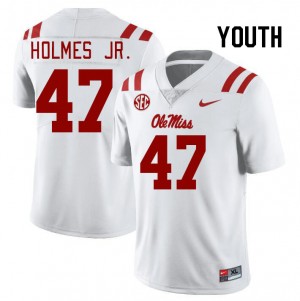 Youth DeeJay Holmes Jr. White Rebels College Football #47 Jersey 312595-730