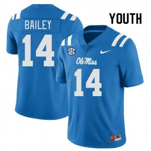 Youth Deljay Bailey Powder Blue Rebels College Football #14 Jersey 187605-233