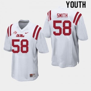 Youth Demarcus Smith White Rebels College Football #58 Jersey 403117-714