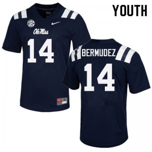 Youth Derek Bermudez Navy Ole Miss Rebels College Football #14 Jersey 203244-805