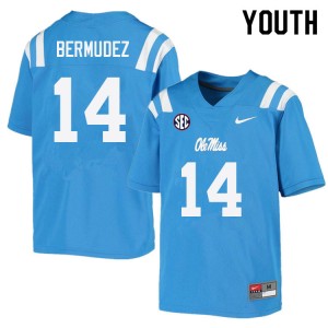 Youth Derek Bermudez Powder Blue Ole Miss College Football #14 Jersey 604027-326