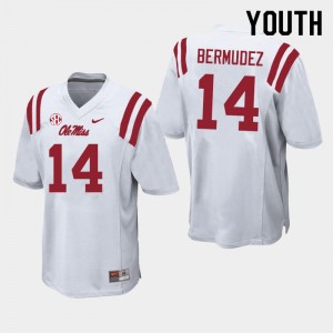 Youth Derek Bermudez White University of Mississippi College Football #14 Jersey 652193-776