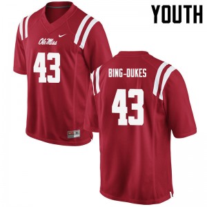 Youth Detric Bing-Dukes Red University of Mississippi College Football #43 Jersey 788845-272