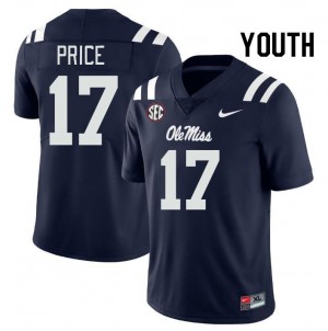 Youth Devin Price Navy Ole Miss College Football #17 Jersey 826394-243