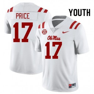 Youth Devin Price White Ole Miss College Football #17 Jersey 539523-361