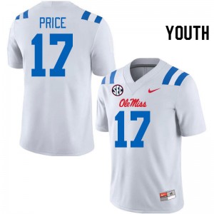 Youth Devin Price White Ole Miss 2024 New College Football #17 Jersey 114254-501