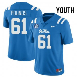 Youth Diego Pounds Powder Blue Rebels College Football #61 Jersey 172172-148
