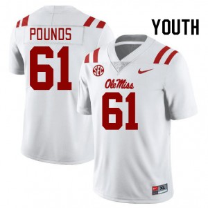 Youth Diego Pounds White University of Mississippi College Football #61 Jersey 563913-180