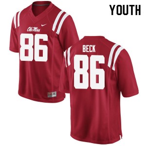 Youth Drake Beck Red Ole Miss College Football #86 Jersey 798403-919