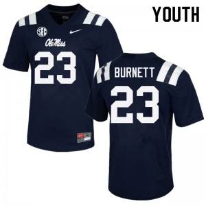 Youth Drew Burnett Navy Rebels College Football #23 Jersey 860777-901