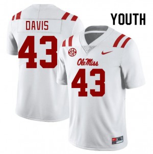 Youth Dylan Davis White Ole Miss Rebels College Football #43 Jersey 274969-740