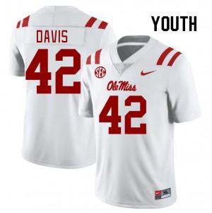 Youth Dylan Davis White Rebels College Football #42 Jersey 424974-735