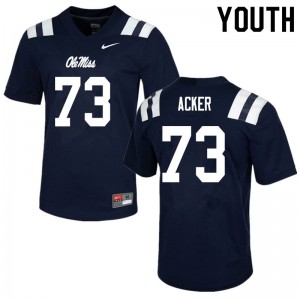 Youth Eli Acker Navy Rebels College Football #73 Jersey 547062-253