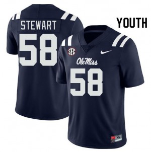 Youth Elliiot Stewart Navy University of Mississippi College Football #58 Jersey 403435-353