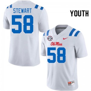 Youth Elliiot Stewart White University of Mississippi 2024 New College Football #58 Jersey 355109-228