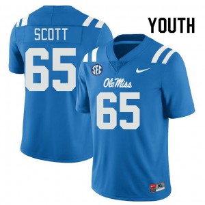 Youth Gerquan Scott Powder Blue Rebels College Football #65 Jersey 279612-596