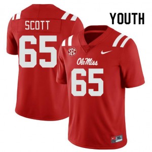Youth Gerquan Scott Red University of Mississippi College Football #65 Jersey 333900-883
