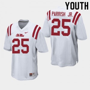 Youth Henry Parrish Jr. White University of Mississippi College Football #25 Jersey 513136-288
