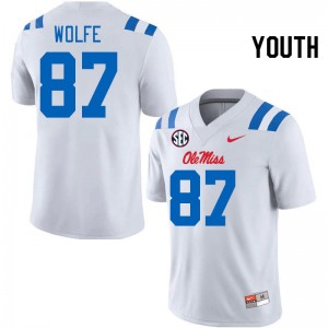 Youth Hudson Wolfe White Ole Miss 2024 New College Football #87 Jersey 111942-753