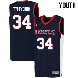 Youth Ilya Tyrtyshnik Navy Ole Miss College Basketball #34 Jersey 677455-334