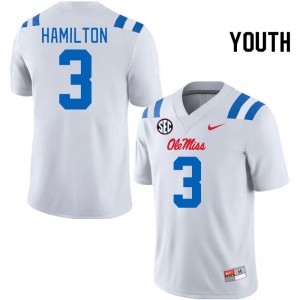 Youth Isaiah Hamilton White Ole Miss Rebels 2024 New College Football #3 Jersey 819683-689