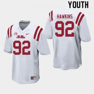 Youth JJ Hawkins White Ole Miss College Football #92 Jersey 515231-287
