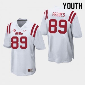 Youth JJ Pegues White University of Mississippi College Football #89 Jersey 253881-672