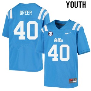 Youth Jack Greer Powder Blue Ole Miss Rebels College Football #40 Jersey 441344-244