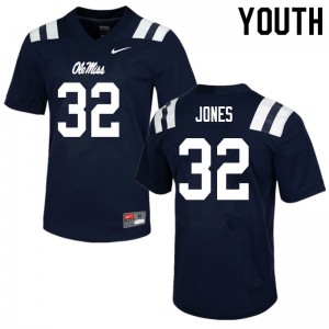 Youth Jacquez Jones Navy Ole Miss College Football #32 Jersey 977506-955