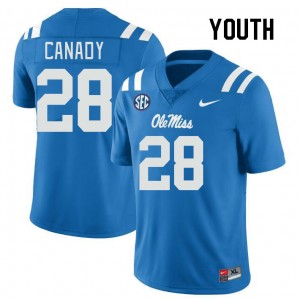 Youth Jadon Canady Powder Blue Ole Miss College Football #28 Jersey 943171-391