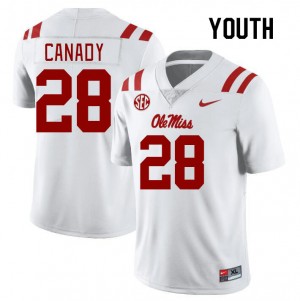 Youth Jadon Canady White Rebels College Football #28 Jersey 443186-231