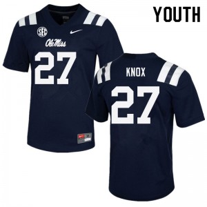 Youth Jalen Knox Navy Ole Miss Rebels College Football #27 Jersey 869791-543