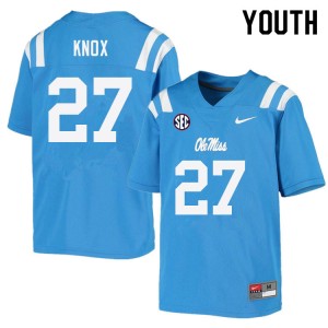 Youth Jalen Knox Powder Blue Ole Miss Rebels College Football #27 Jersey 677487-178
