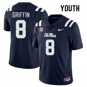 Youth Jam Griffin Navy Ole Miss Rebels College Football #8 Jersey 755214-466
