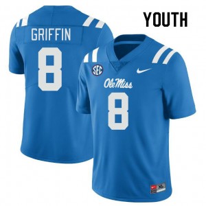 Youth Jam Griffin Powder Blue Rebels College Football #8 Jersey 747368-631