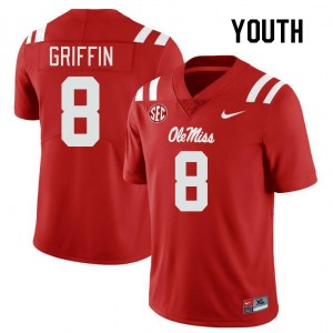 Youth Jam Griffin Red University of Mississippi College Football #8 Jersey 531644-542