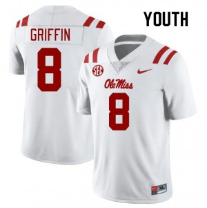 Youth Jam Griffin White Ole Miss College Football #8 Jersey 206340-366