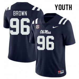 Youth Jamarious Brown Navy Rebels College Football #96 Jersey 623837-745