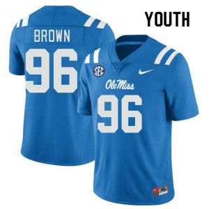 Youth Jamarious Brown Powder Blue Ole Miss Rebels College Football #96 Jersey 323608-806
