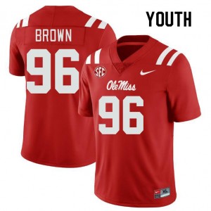 Youth Jamarious Brown Red Ole Miss College Football #96 Jersey 718193-878
