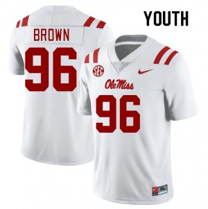 Youth Jamarious Brown White Ole Miss College Football #96 Jersey 658625-836