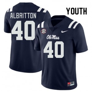 Youth Jason Albritton Navy Ole Miss Rebels College Football #40 Jersey 153496-789