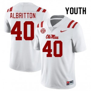 Youth Jason Albritton White University of Mississippi College Football #40 Jersey 696472-511