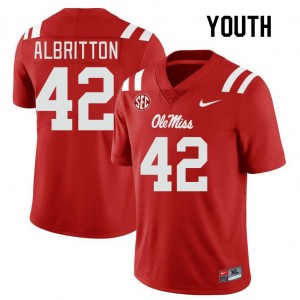 Youth Jason Albritton Red Ole Miss College Football #42 Jersey 748321-248